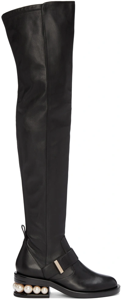 Nicholas Kirkwood Casati Embellished Leather Over-the-knee Boots In Black