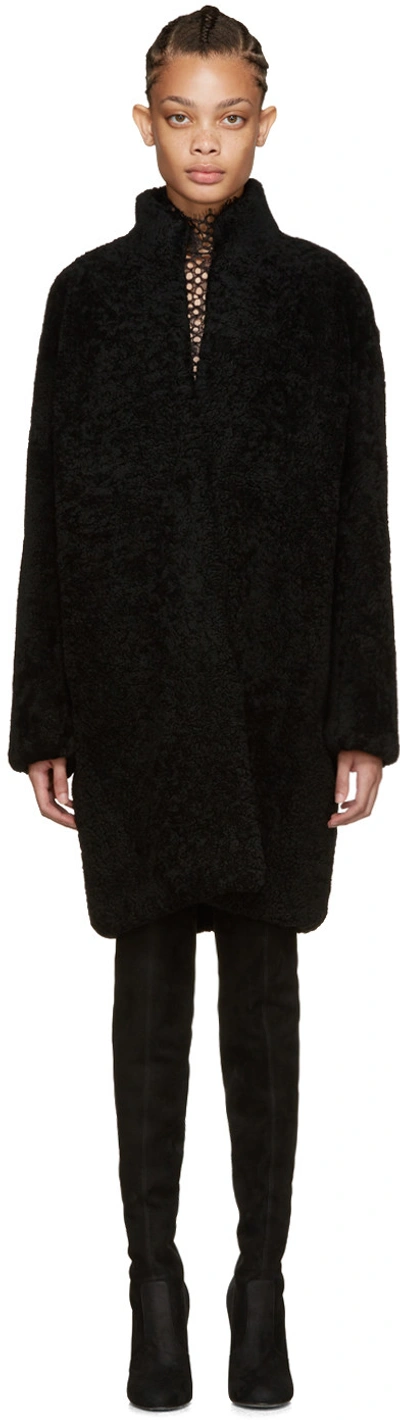 Yves Salomon Black Shearling Coat In Llack