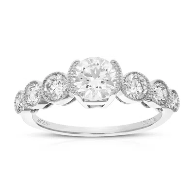 Vir Jewels 1.50 Cttw Round Lab Grown Diamond Engagement Ring 7 Stones 14k White Gold Bazel Set 3/4 Inch In White