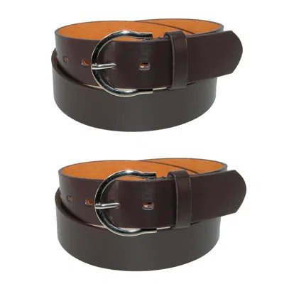 Ctm Women's Basic Bridle Belt Twin Pack In Brown