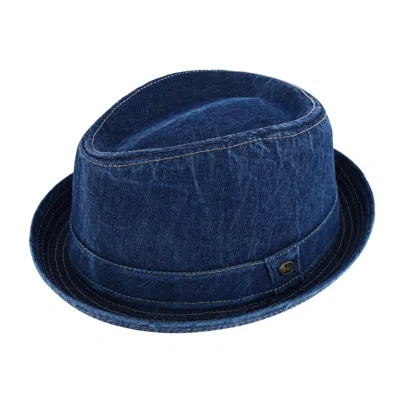 Epoch Hats Company Men's Washed Denim Cotton Fedora Hat In Blue