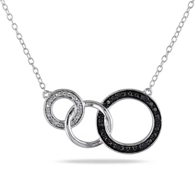 Mimi & Max 1/10ct Tdw Diamond Circle Link Necklace In Sterling Silver With Black Rhodium In Multi