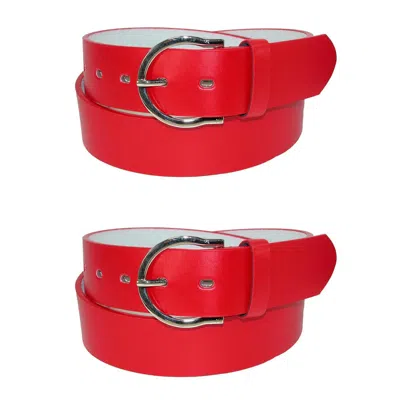 Ctm Women's Basic Bridle Belt Twin Pack In Red