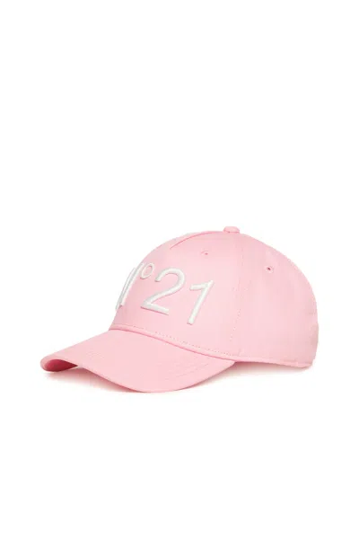 N°21 Gabardine Baseball Cap With Logo In Pink