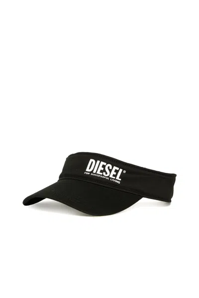 Diesel Gabardine Visor Branded With Institutional Logo In Black