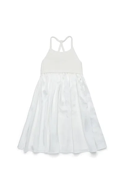 Max & Co Double-fabric Dress With Knit Top In White