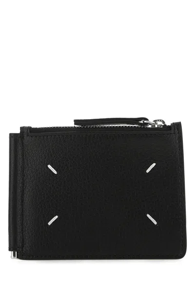 Maison Margiela Black Leather Card Holder In Black