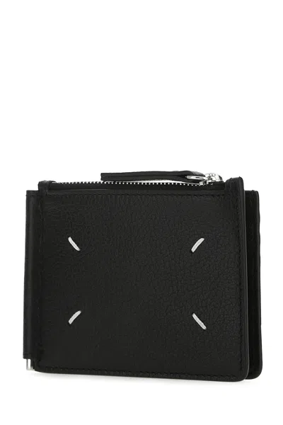 Maison Margiela Black Leather Card Holder In Black