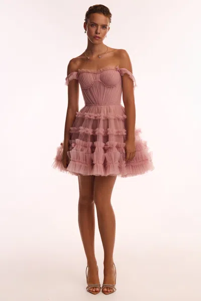 Milla Flirty Ruffled Tulle Mini Dress In Misty Rose