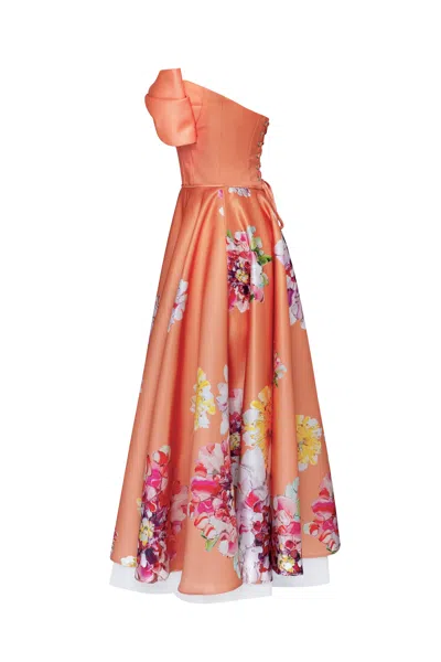 Milla Playful Floral Midi Dress With Bow In Orange Floral