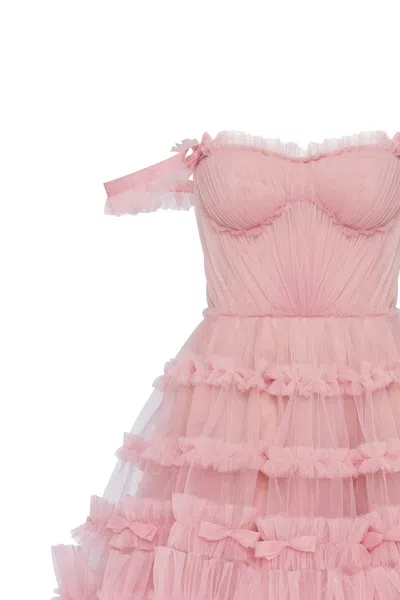 Milla Flirty Ruffled Tulle Mini Dress In Misty Rose