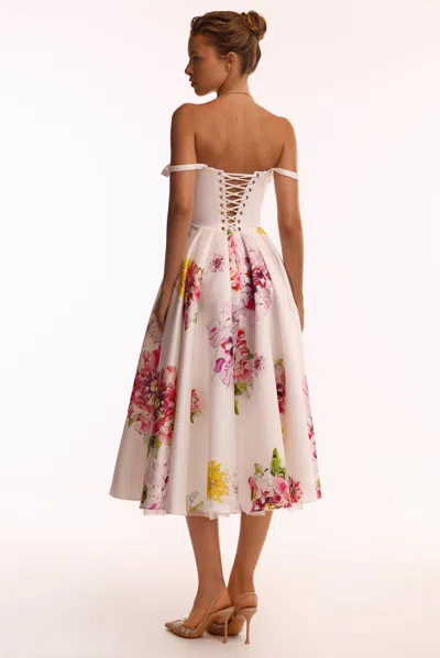 Milla Tea-length Ivory Floral Dress, Glow-up In Ivory Floral
