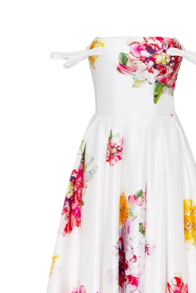Milla Tea-length Ivory Floral Dress, Glow-up In Ivory Floral