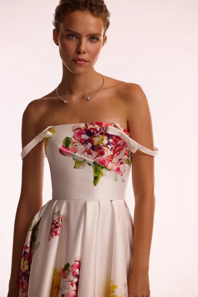 Milla Tea-length Ivory Floral Dress, Glow-up In Ivory Floral