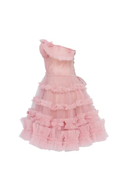 Milla Flirty Ruffled Tulle Mini Dress In Misty Rose