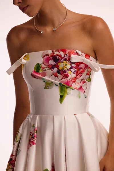 Milla Tea-length Ivory Floral Dress, Glow-up In Ivory Floral