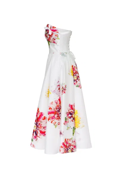 Milla Tea-length Ivory Floral Dress, Glow-up In Ivory Floral