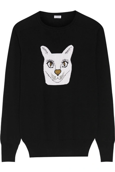 Shop Loewe Intarsia Wool-blend Sweater