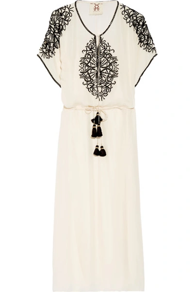 Figue Naya Embellished Silk-georgette Midi Dress In Ivory