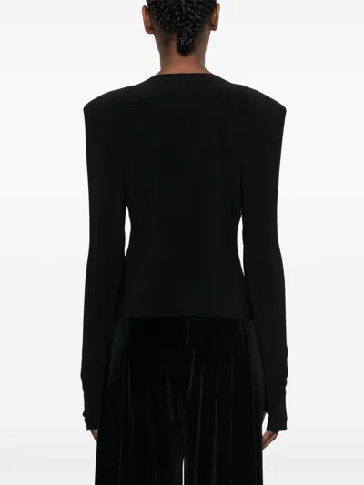 Norma Kamali V-necked Top With Fitted Silhouette And Shoulder Pads