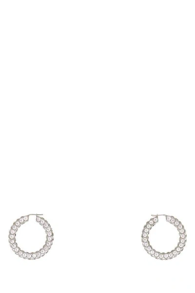 Amina Muaddi Embellished Metal Big Jaheel Earrings In Silver
