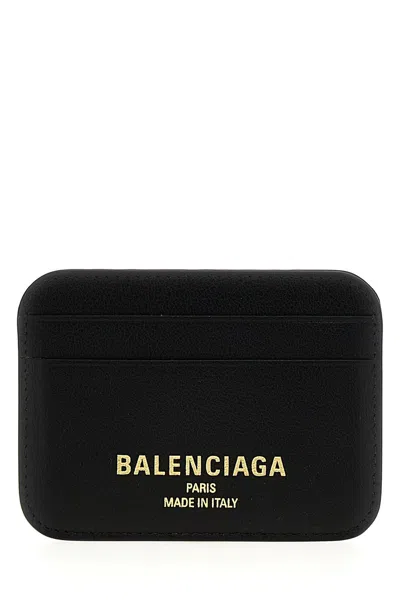 Balenciaga Cash 2.0 Leather Card Holder In Black