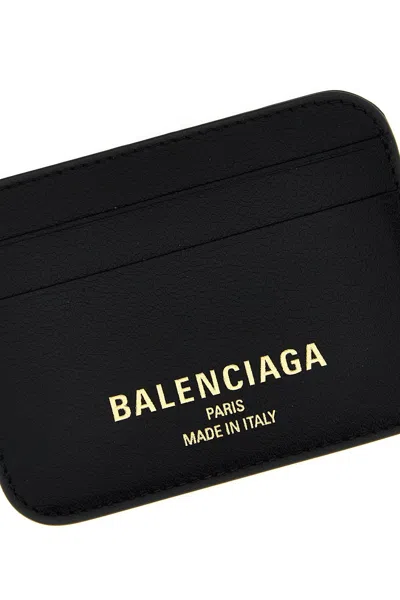 Balenciaga Cash 2.0 Leather Card Holder In Black