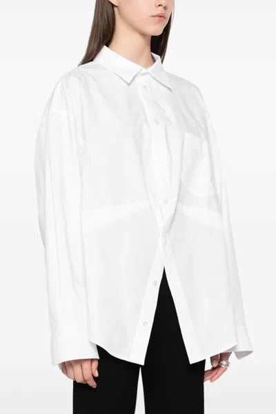 Shop Balenciaga Women Asymmetric Shirt In White