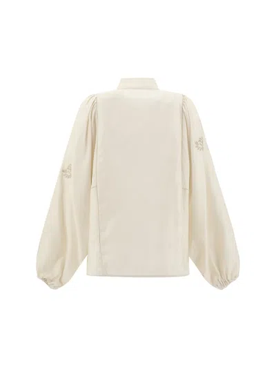 Max Mara Caladio Long-sleeved Shirt With All-over Embroidery In Multicolor