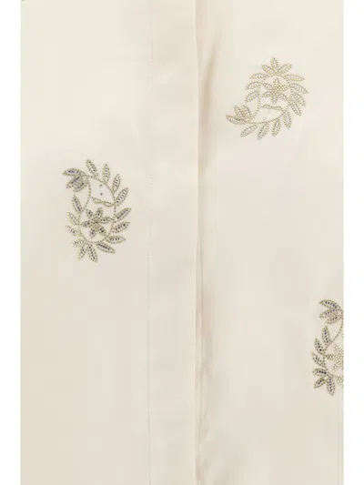 Max Mara Caladio Long-sleeved Shirt With All-over Embroidery In Multicolor