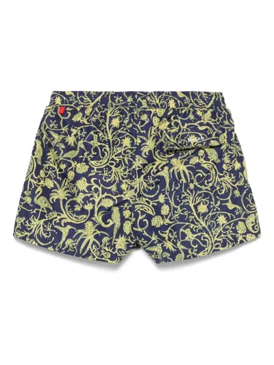 Kiton Abstract-pattern Print Swim Shorts In Blue