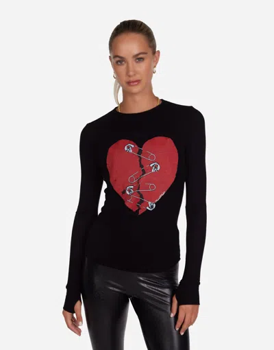 Lauren Moshi Mckinley Safety Pin Heart In Black