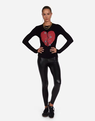 Lauren Moshi Mckinley Safety Pin Heart In Black