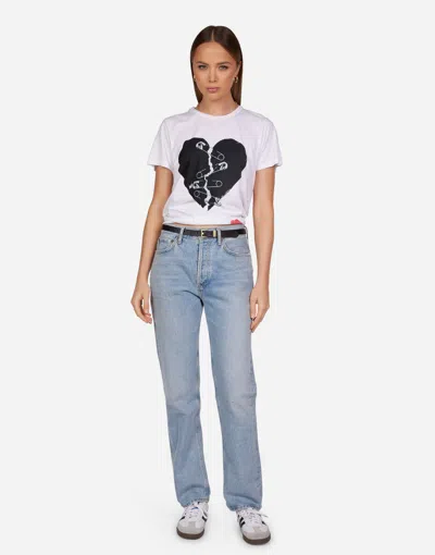 Lauren Moshi Wolf Safety Pin Heart In White