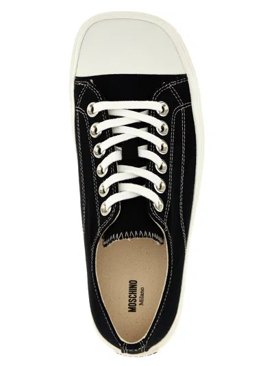 Moschino Stitched Canvas Low-top Sneakers With Rubber Sole