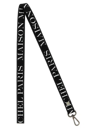Maison Michel Logo-print Shoulder Strap In Black