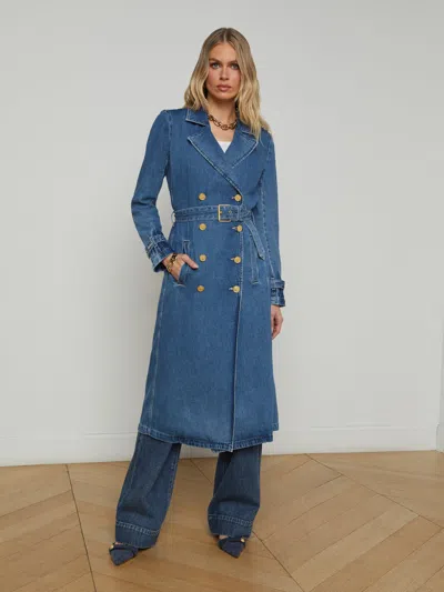 L Agence Bradley Denim Trench Coat In Lynnwood