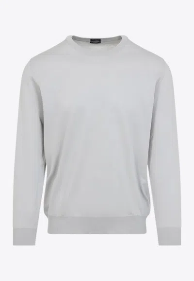 Kiton Crewneck Knit Sweater In Gray