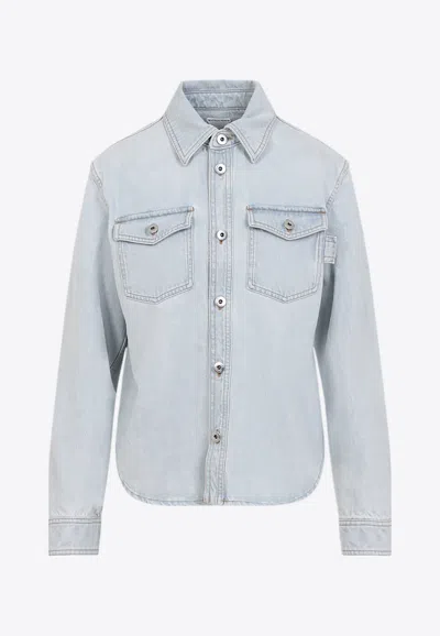 Bottega Veneta Womens Extra Bleached Denim Jacket Light Blue In Blue
