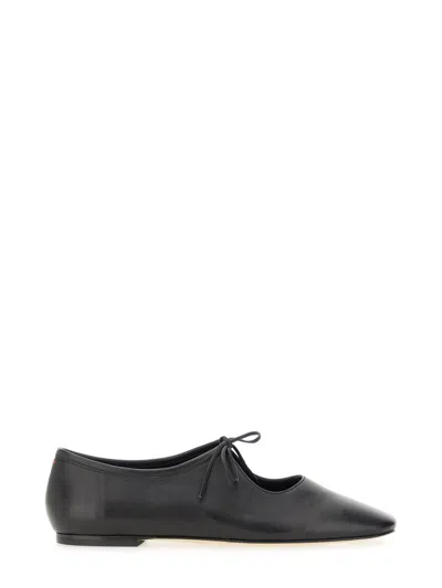 Aeyde Pointed Toe Nappa Leather Flats In Black