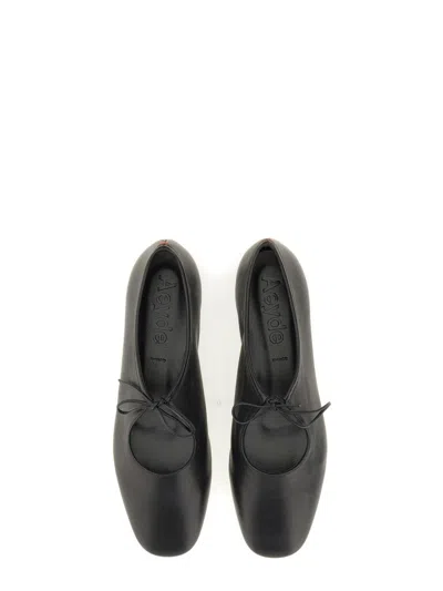 Aeyde Pointed Toe Nappa Leather Flats In Black