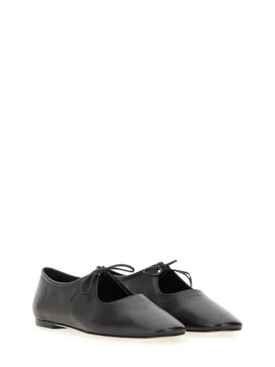 Aeyde Pointed Toe Nappa Leather Flats In Black