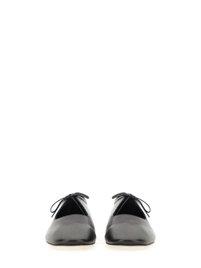 Aeyde Pointed Toe Nappa Leather Flats In Black