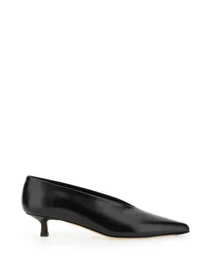 Aeyde Clara Pointed-toe Leather Pumps In Black