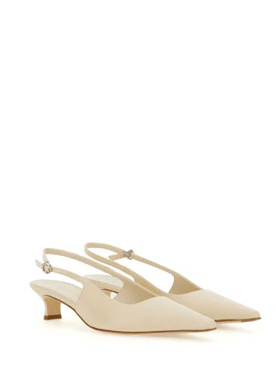 Aeyde Catrina Leather Kitten-heel Slingback Pumps In White