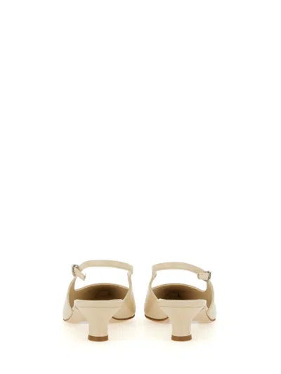 Aeyde Catrina Leather Kitten-heel Slingback Pumps In White