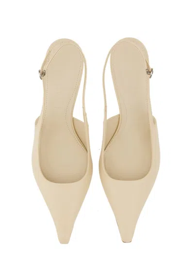 Aeyde Catrina Leather Kitten-heel Slingback Pumps In White