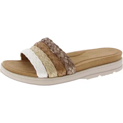 Easy Spirit Salma Womens Woven Padded Insole Slide Sandals In Brown