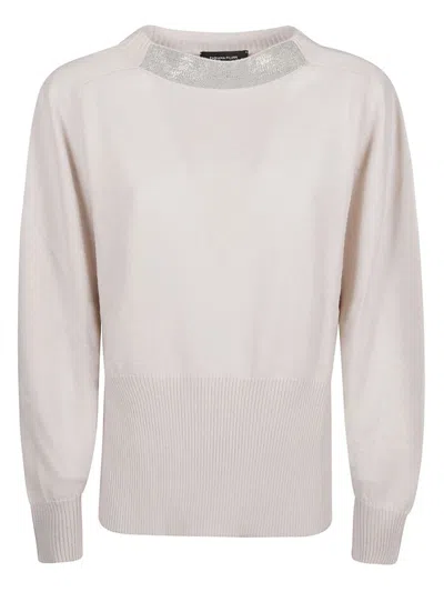Fabiana Filippi Side Slits Sweater In Beige