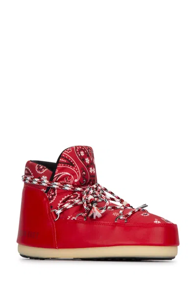 Alanui X Moon Boot Bandana-print Snow Boots In Red